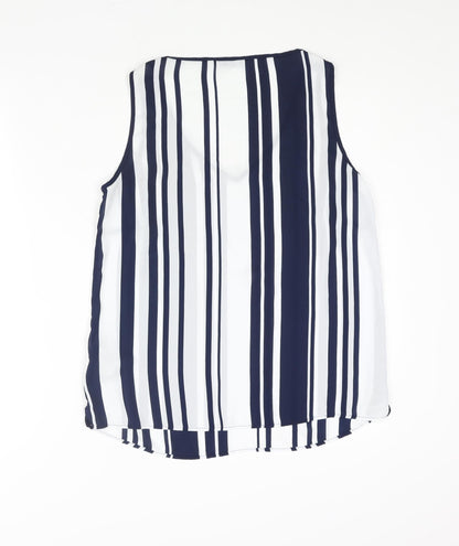 Marks & Spencer Womens Blue Striped Polyester Camisole Blouse Size 12 V-Neck