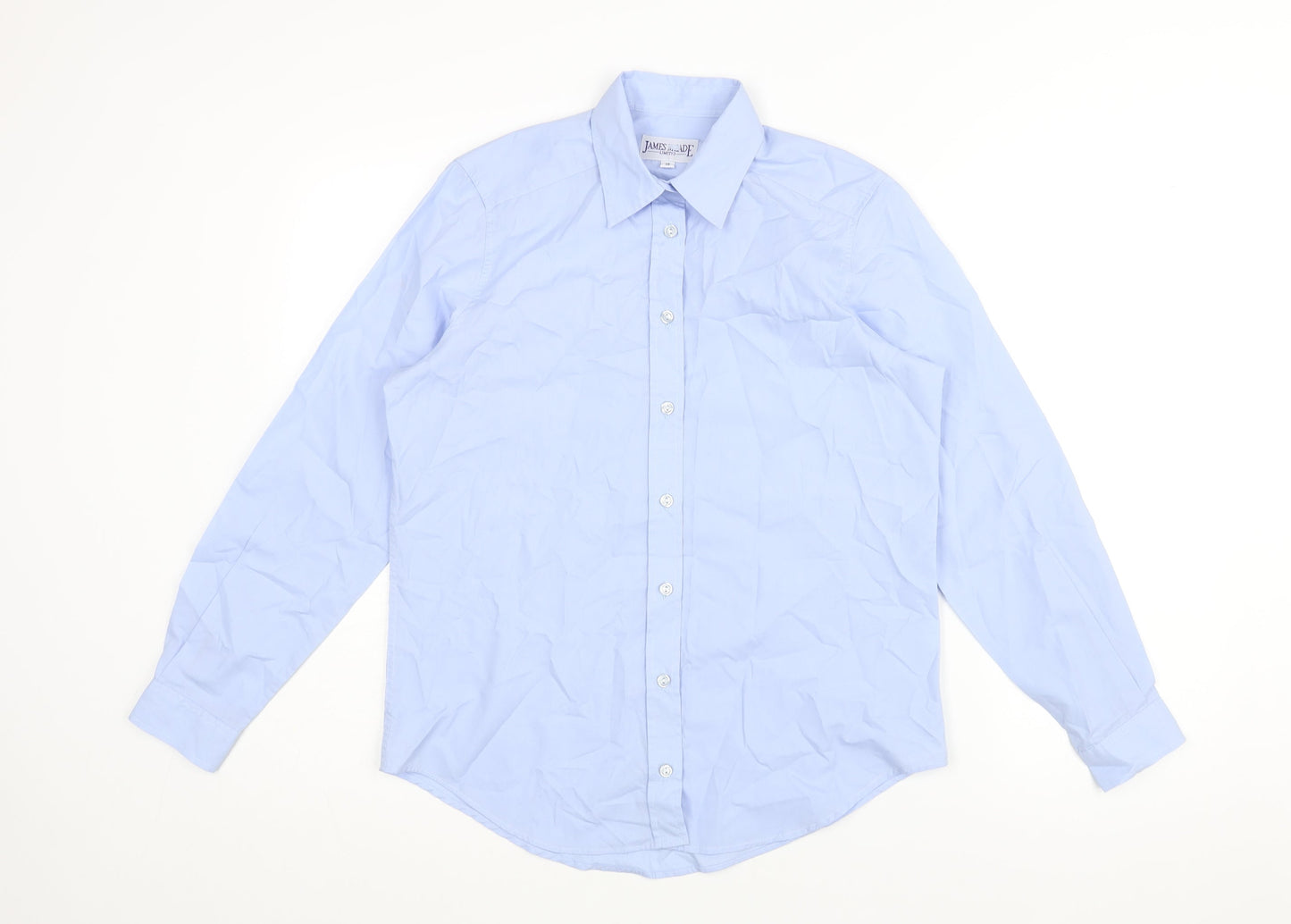 James Meade Womens Blue Polyester Basic Button-Up Size 10 Collared