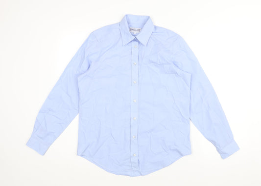 James Meade Womens Blue Polyester Basic Button-Up Size 10 Collared