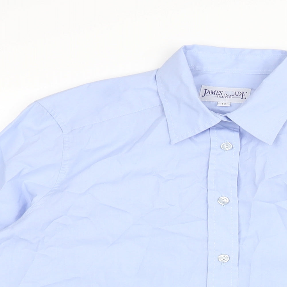 James Meade Womens Blue Polyester Basic Button-Up Size 10 Collared