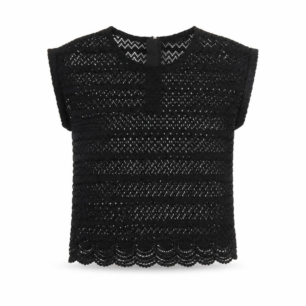New Look Girls Black Round Neck Acrylic Pullover Jumper Size 14-15 Years Zip - Lace Trim