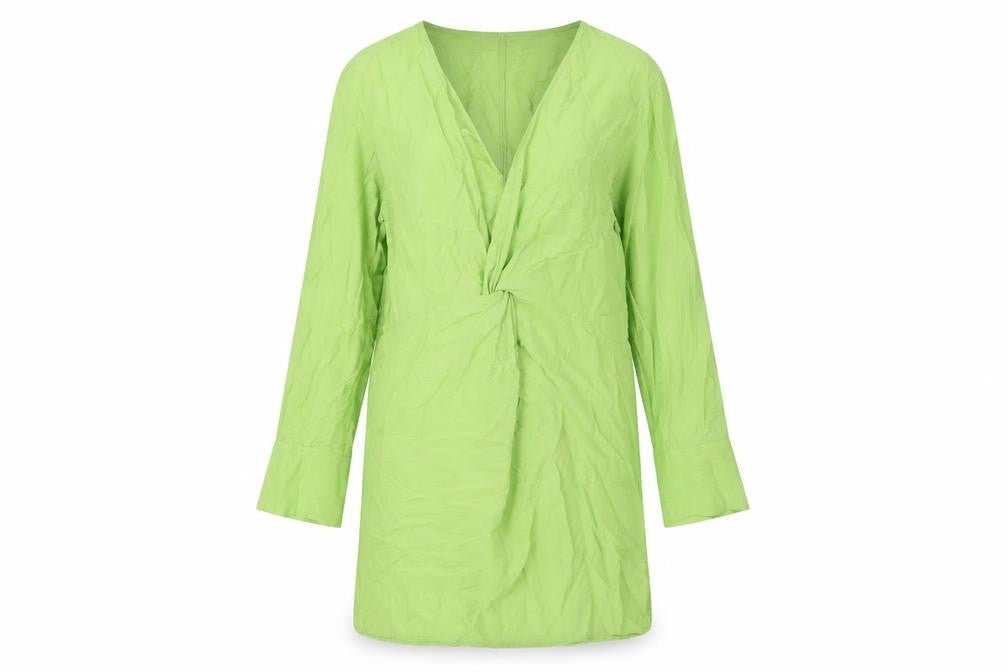 H&M Womens Green Viscose Shift Size S V-Neck Pullover - Twist Detail