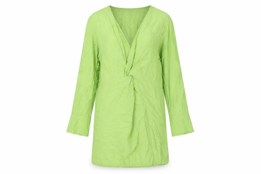 H&M Womens Green Viscose Shift Size S V-Neck Pullover - Twist Detail