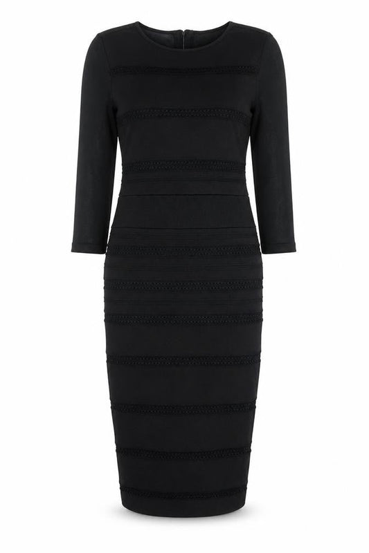 Per Una Womens Black Viscose Pencil Dress Size 8 Round Neck Zip