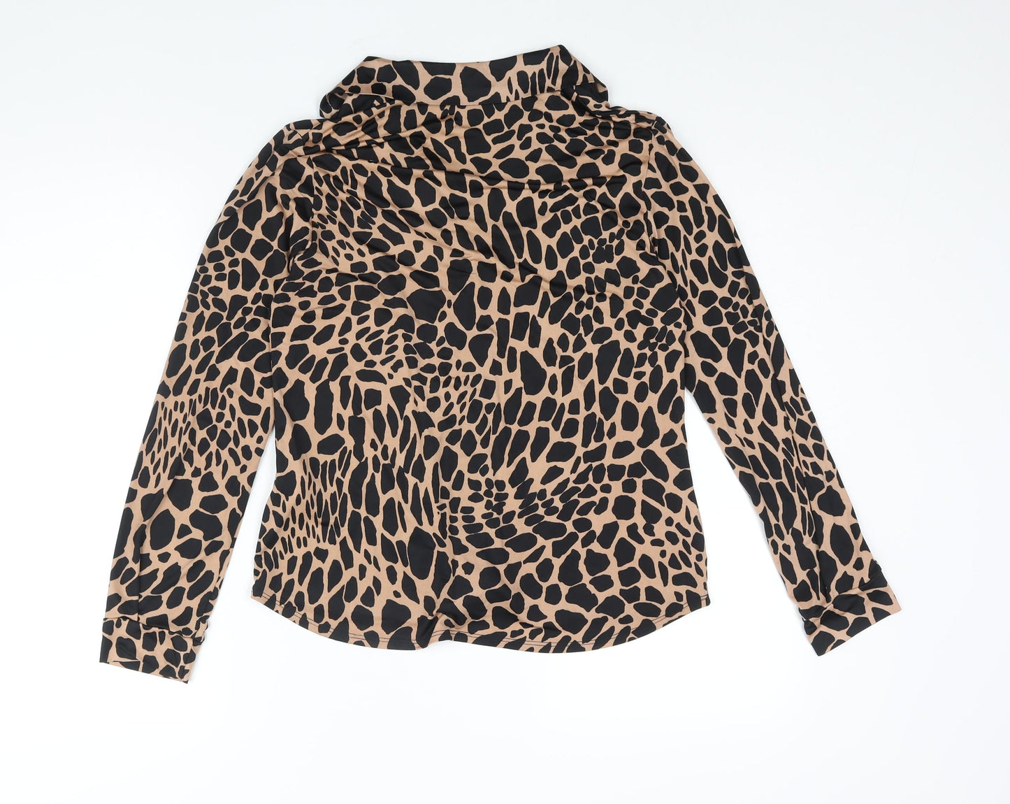 Lipsy Womens Brown Animal Print Polyester Basic Button-Up Size 10 Collared - Giraffe Print