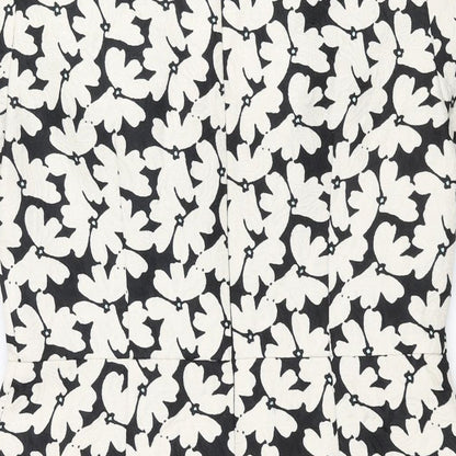 Oasis Womens Ivory Floral Polyester A-Line Size 12 Round Neck Zip