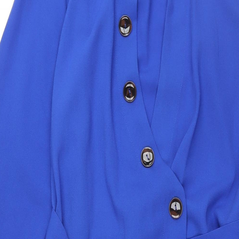 Topshop Womens Black Polyester Shirt Dress Size 10 Collared Button - Belted