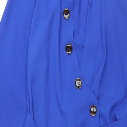 Preloved Topshop Womens Black Polyester Shirt Dress Size 10 Collared Button - Belted - Detail