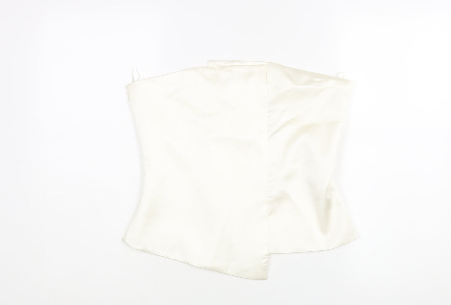Zara Womens Ivory Polyester Cropped Blouse Size L Square Neck - Corset Style