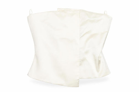 Zara Womens Ivory Polyester Cropped Blouse Size L Square Neck - Corset Style
