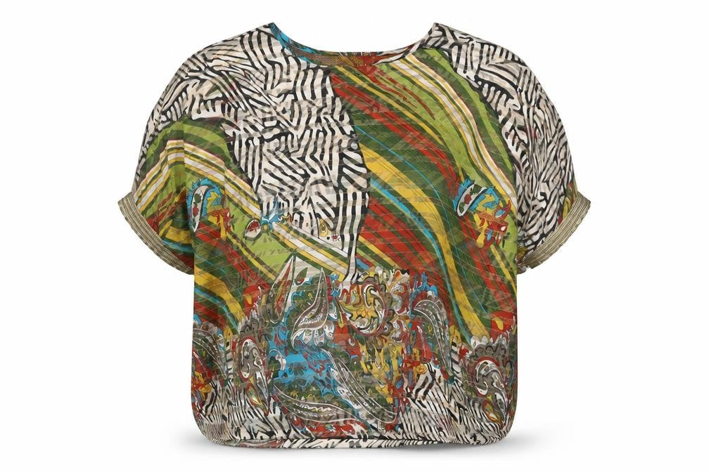 Klass Womens Multicoloured Geometric Polyester Basic Blouse Size L Round Neck