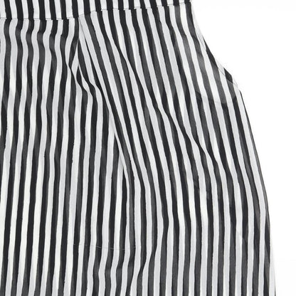 H&M Womens Black Striped Polyester Camisole Blouse Size 6 Collared - Semi Sheer