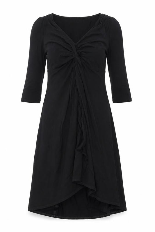 Wallis Womens Black Viscose A-Line Size 10 V-Neck Pullover - Knot Detail