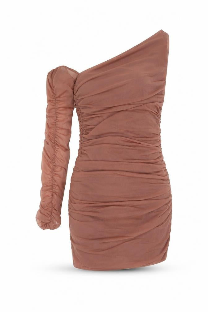 Zara Womens Pink Polyester Mini Size S One Shoulder Pullover - Rouched