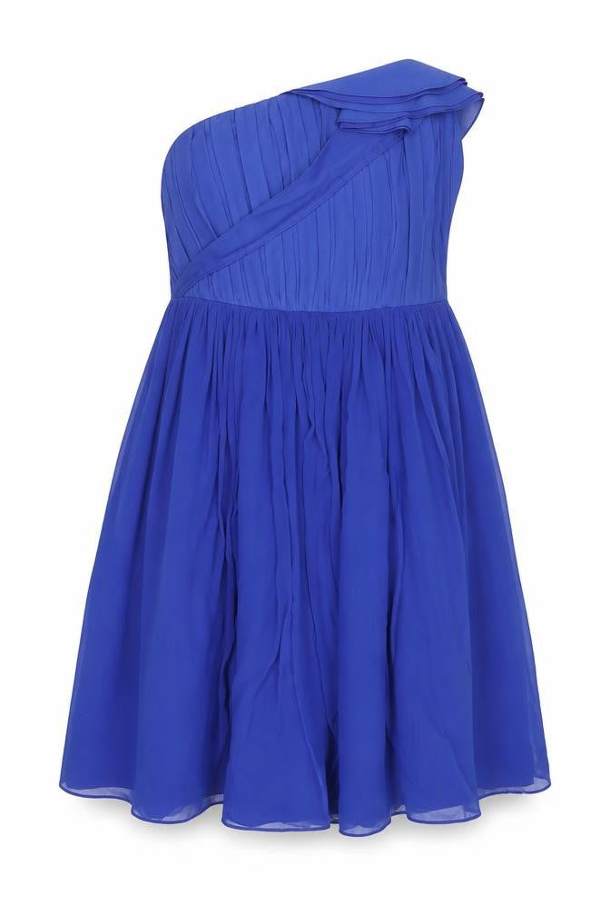 Coast Womens Blue Polyester Fit & Flare Size 16 Square Neck Zip - Pleated Frill Tulle Underskirt