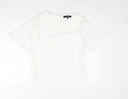 Star by Julien Macdonald Womens White Polyester Basic Blouse Size 10 Round Neck