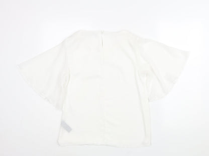 Star by Julien Macdonald Womens White Polyester Basic Blouse Size 10 Round Neck