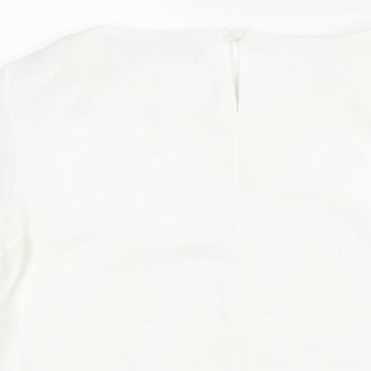 Star by Julien Macdonald Womens White Polyester Basic Blouse Size 10 Round Neck