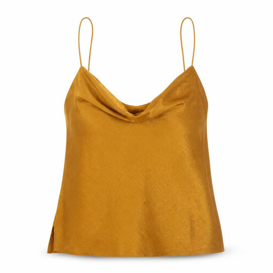 New Look Womens Yellow Polyester Camisole Blouse Size 8 Cowl Neck