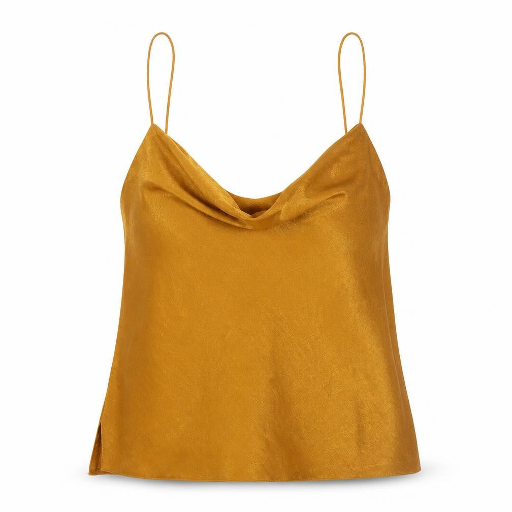 New Look Womens Yellow Polyester Camisole Blouse Size 8 Cowl Neck