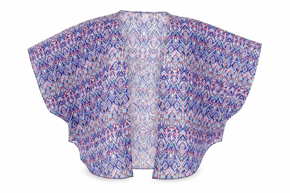 Divided by H&M Womens Multicoloured Geometric Polyester Kimono Blouse Size L V-Neck - Semi Sheer
