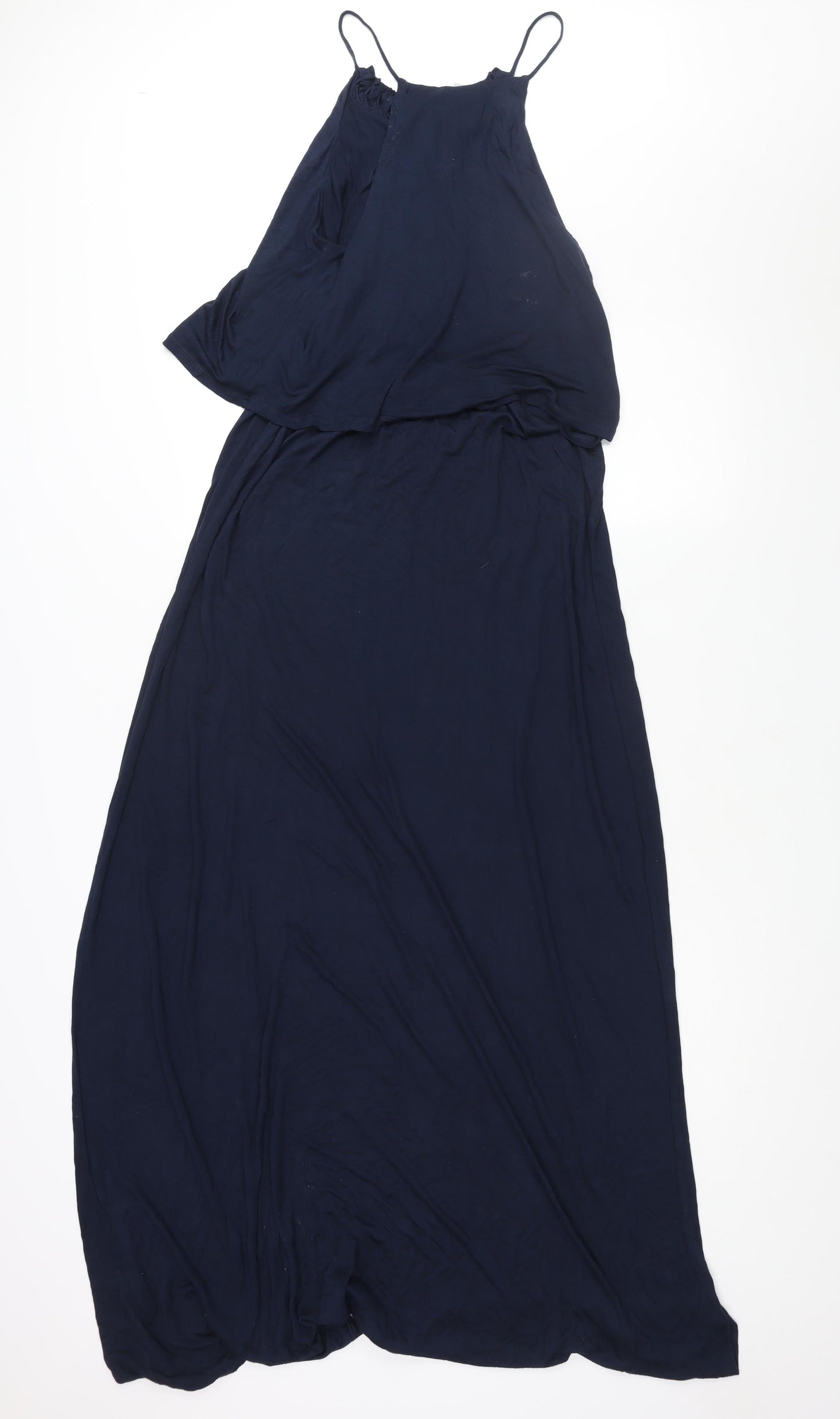 H&M Womens Blue Viscose Maxi Size M Round Neck Pullover - Beading Detail