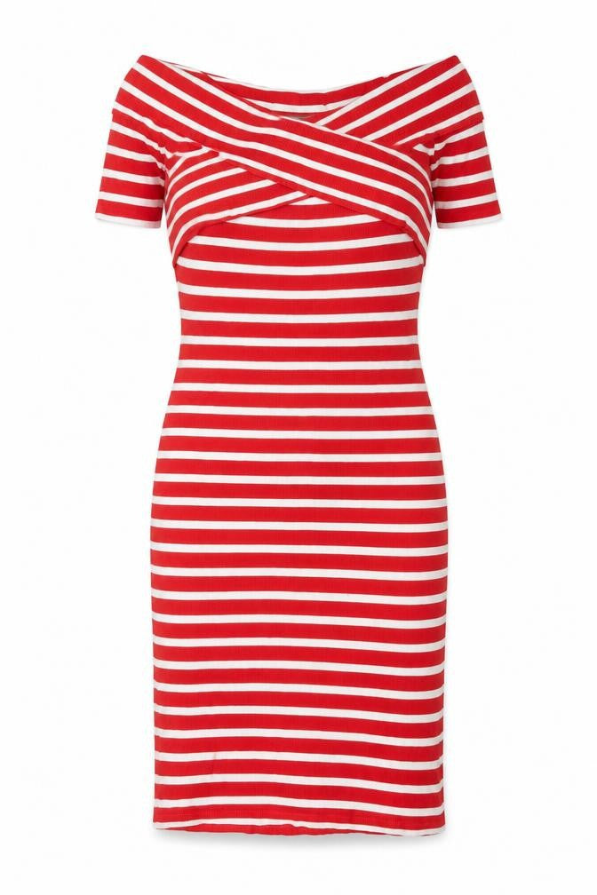 Oasis Womens Red Viscose Bodycon Size S V-Neck Pullover