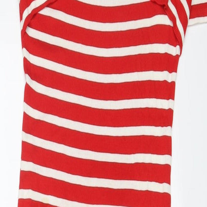 Oasis Womens Red Viscose Bodycon Size S V-Neck Pullover