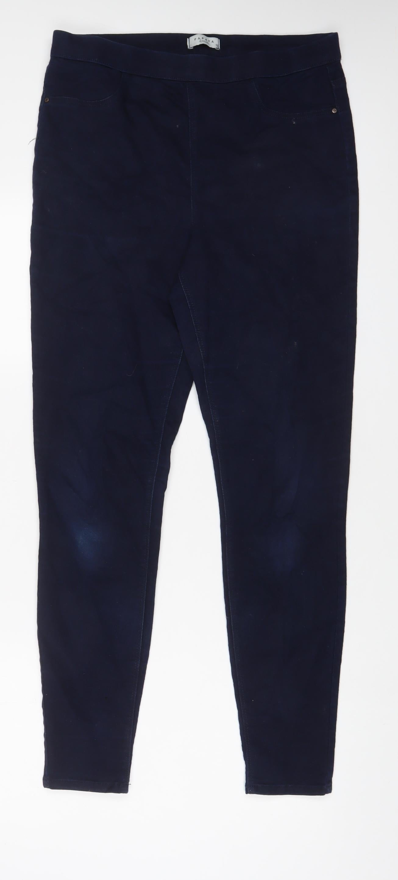 Papaya Womens Blue Cotton Jegging Jeans Size 12 L31 in Regular