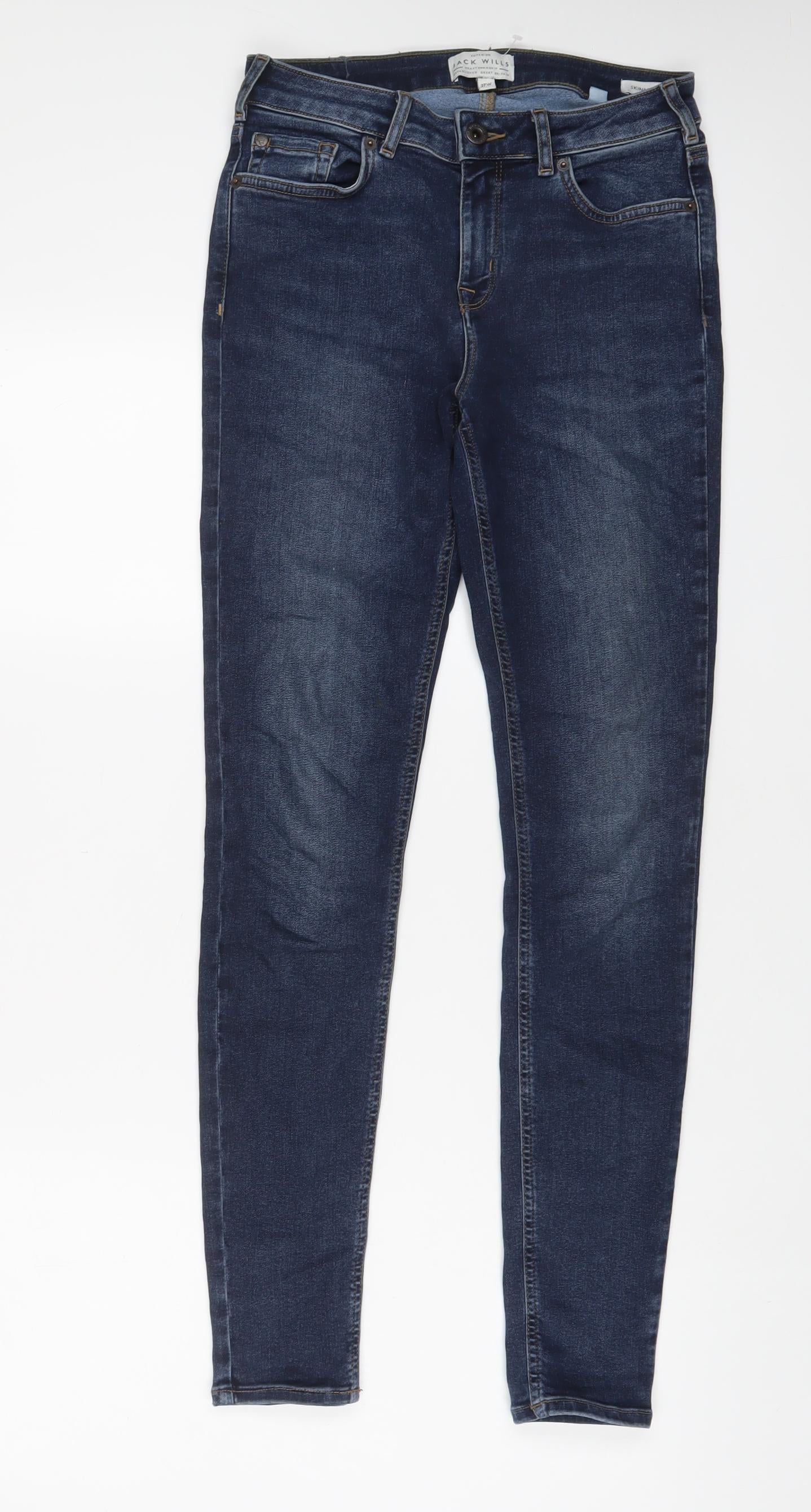 Jack Wills Womens Blue Cotton Skinny Jeans Size 27 in L30 in Regular Zip