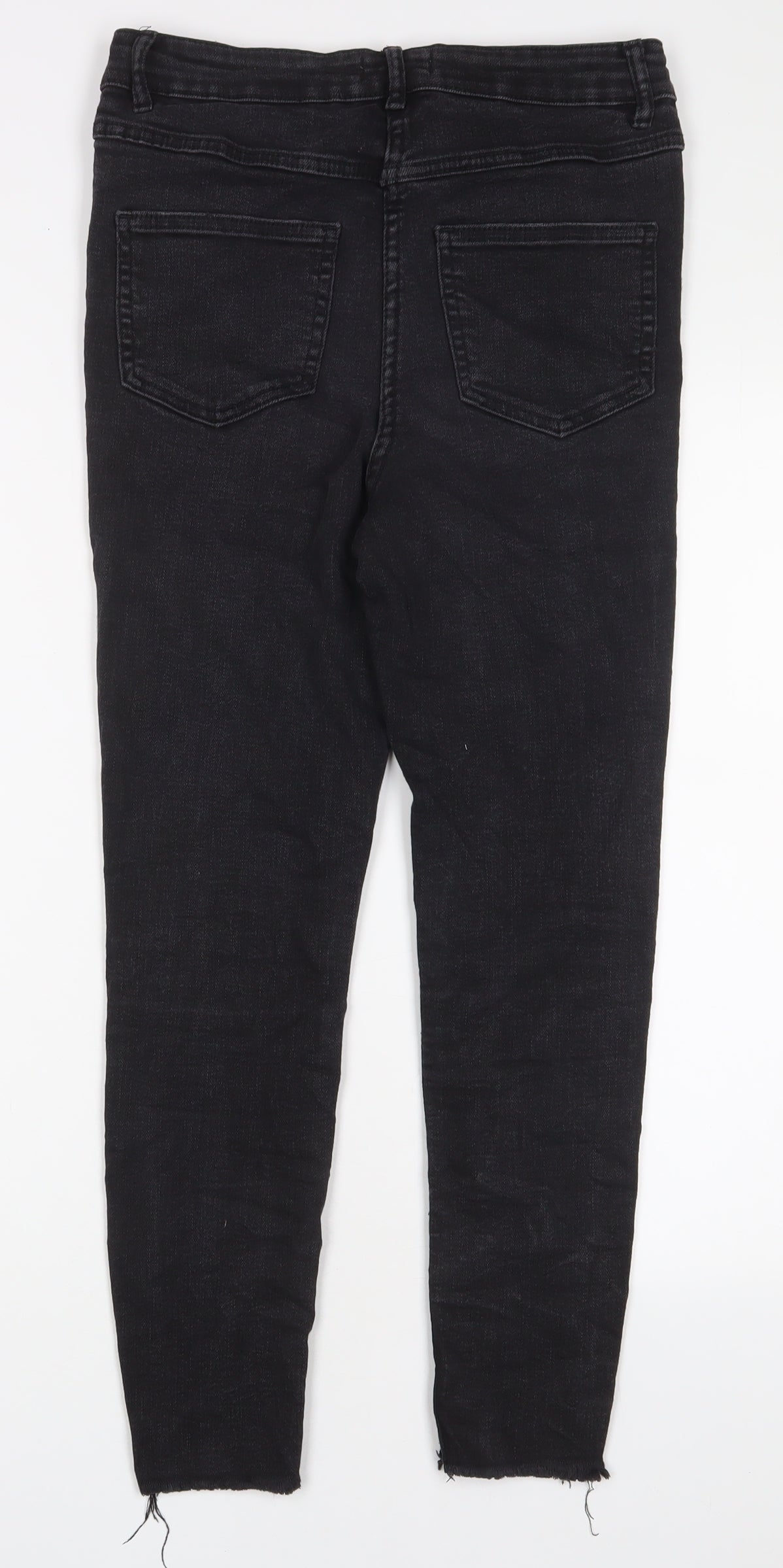 Papaya Womens Grey Cotton Skinny Jeans Size 12 L25 in Regular Zip
