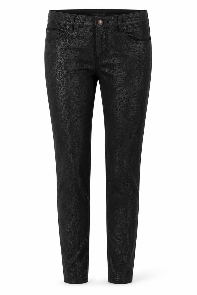 F&F Womens Black Animal Print Polyester Trousers Size 28 in L28 in Regular Zip