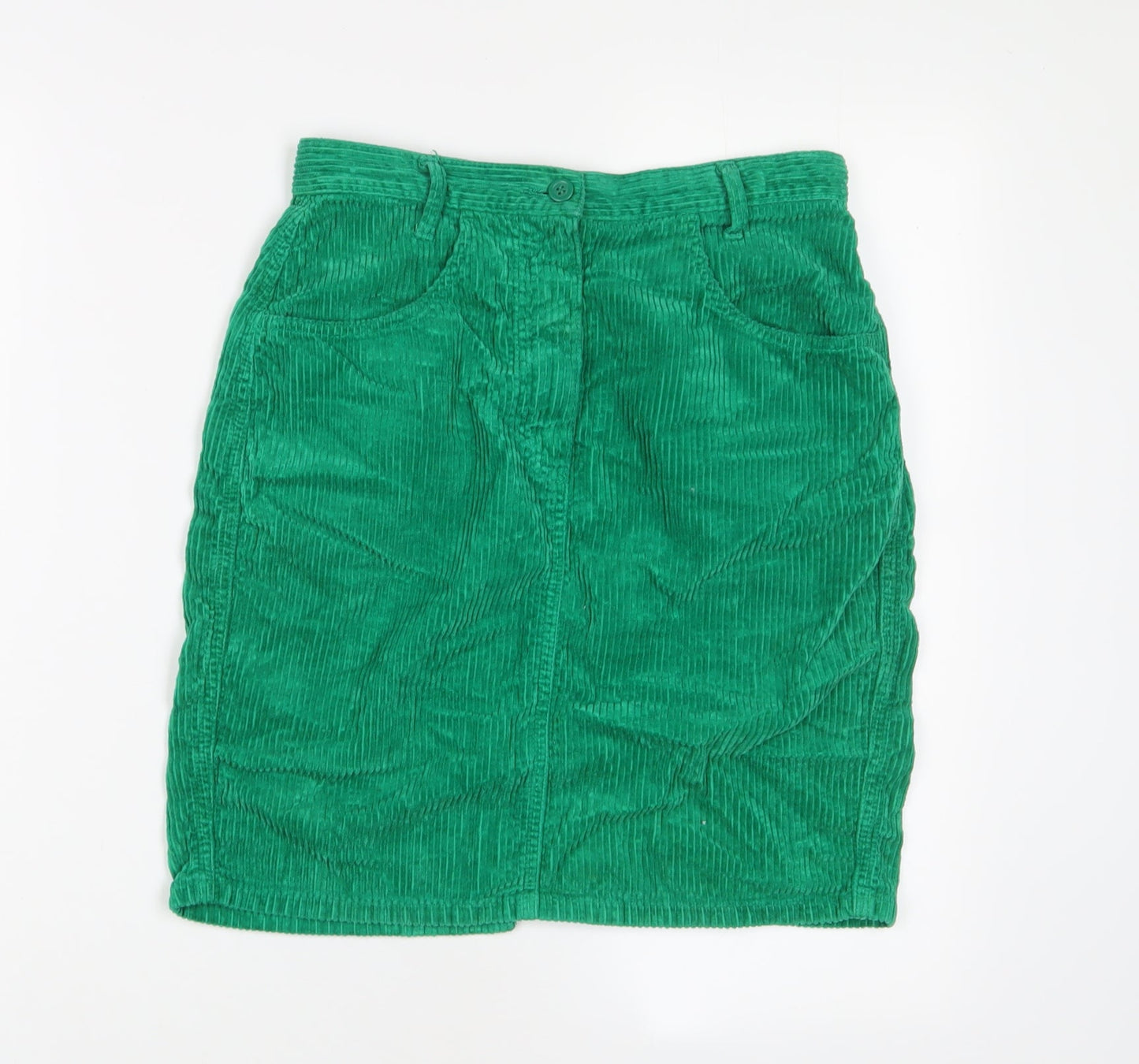 United Colors of Benetton Womens Green Cotton A-Line Skirt Size 26 in Zip