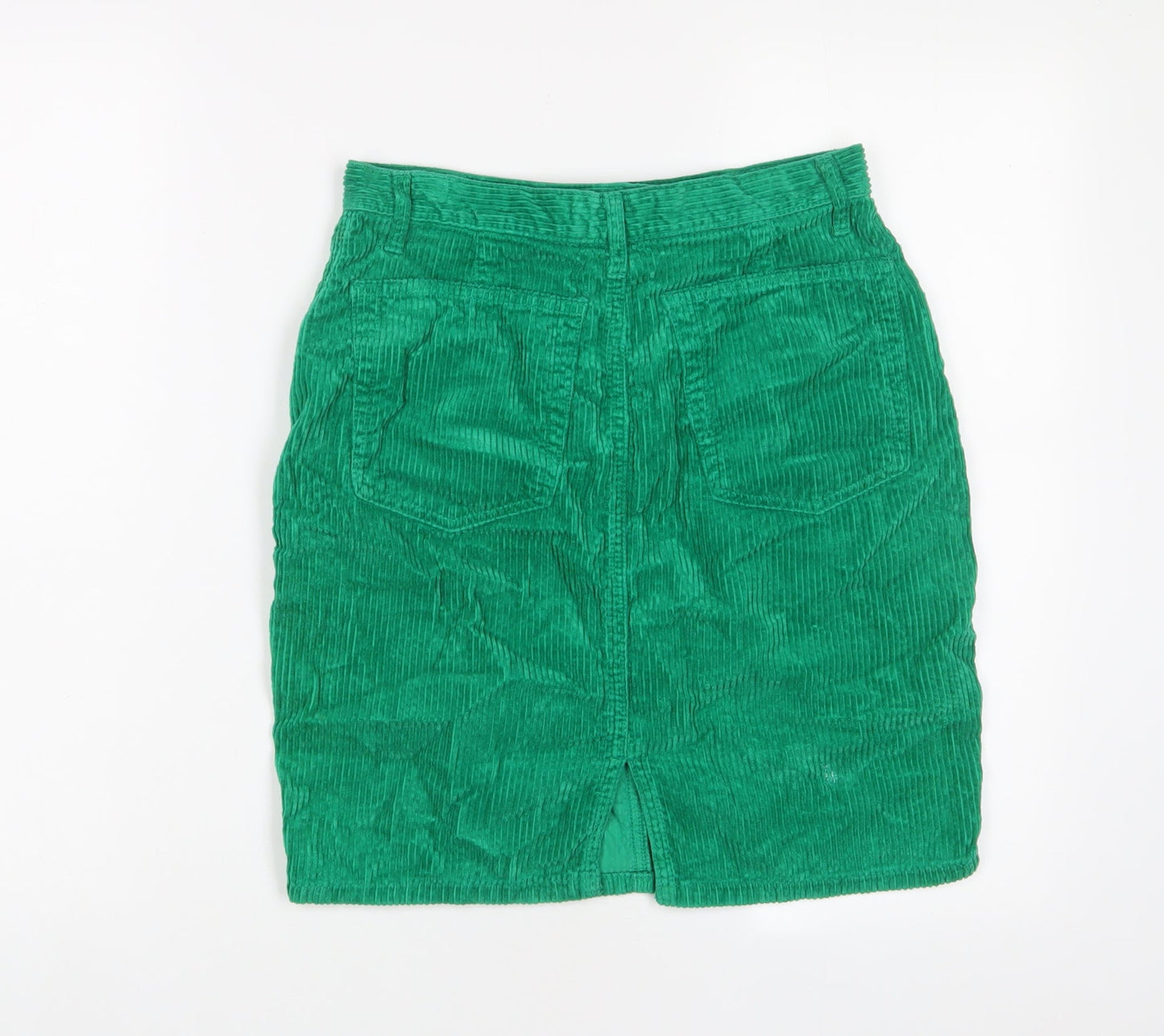 United Colors of Benetton Womens Green Cotton A-Line Skirt Size 26 in Zip