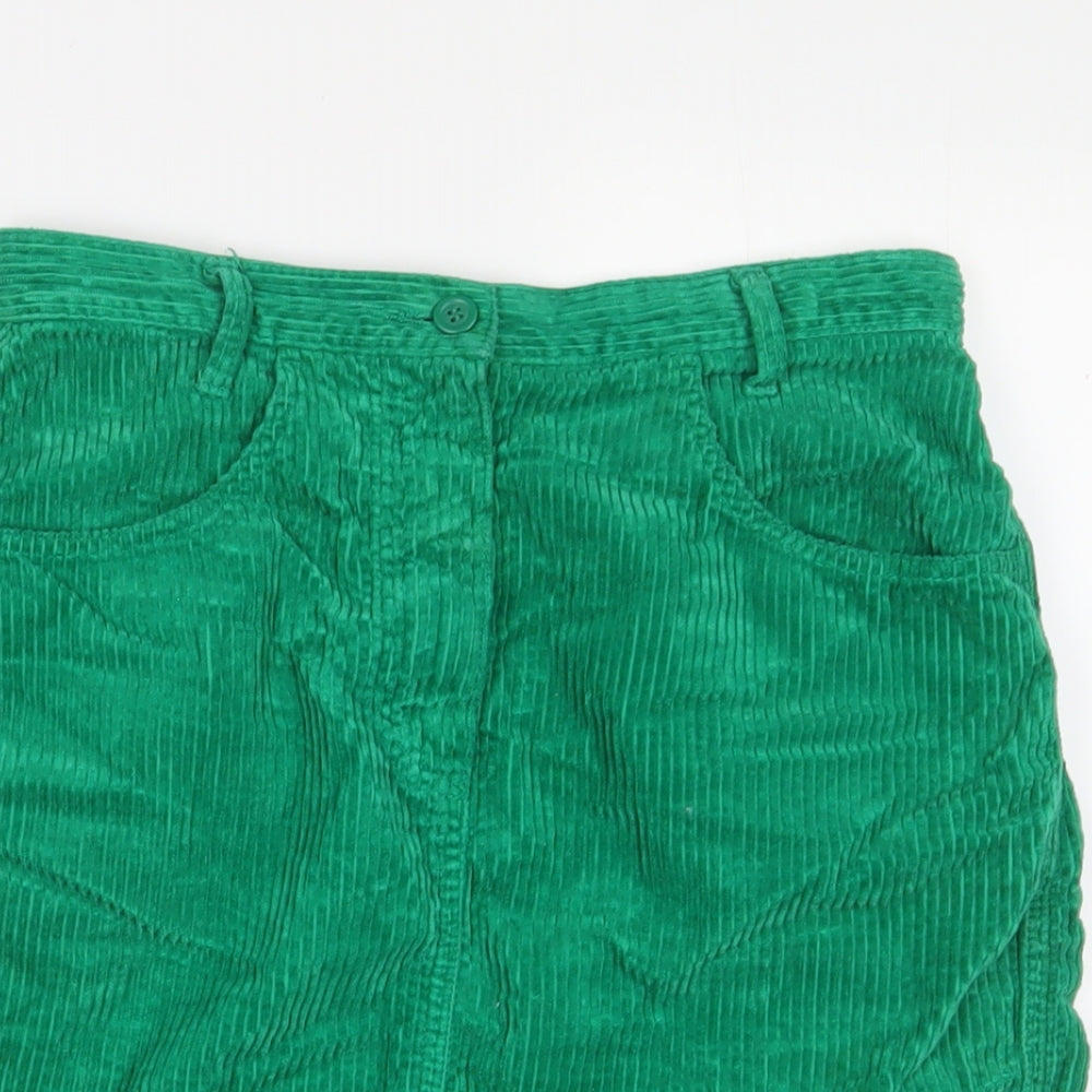 United Colors of Benetton Womens Green Cotton A-Line Skirt Size 26 in Zip