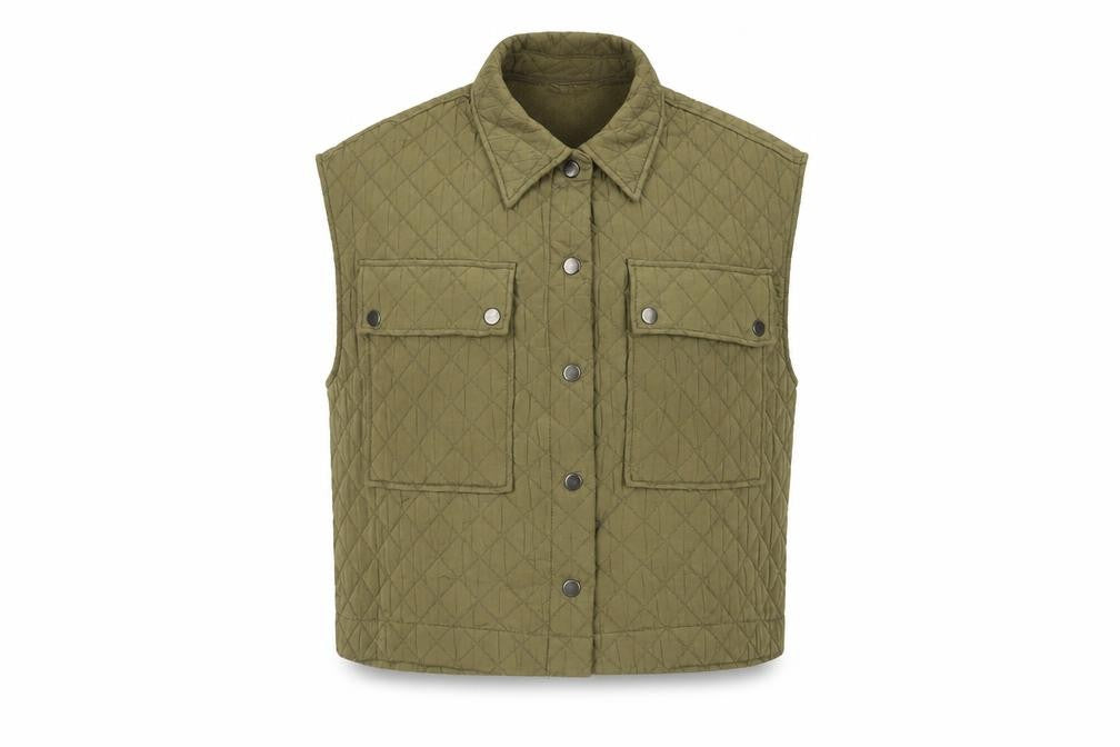 Zara Womens Green Gilet Jacket Size S Snap - Pockets