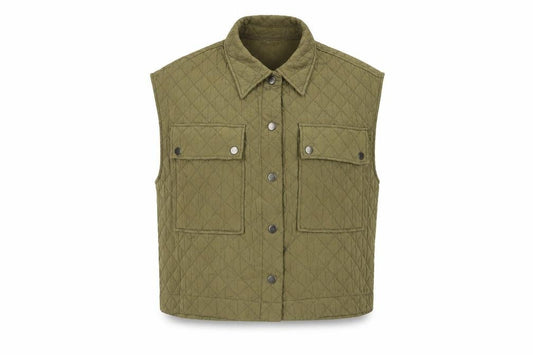 Zara Womens Green Gilet Jacket Size S Snap - Pockets
