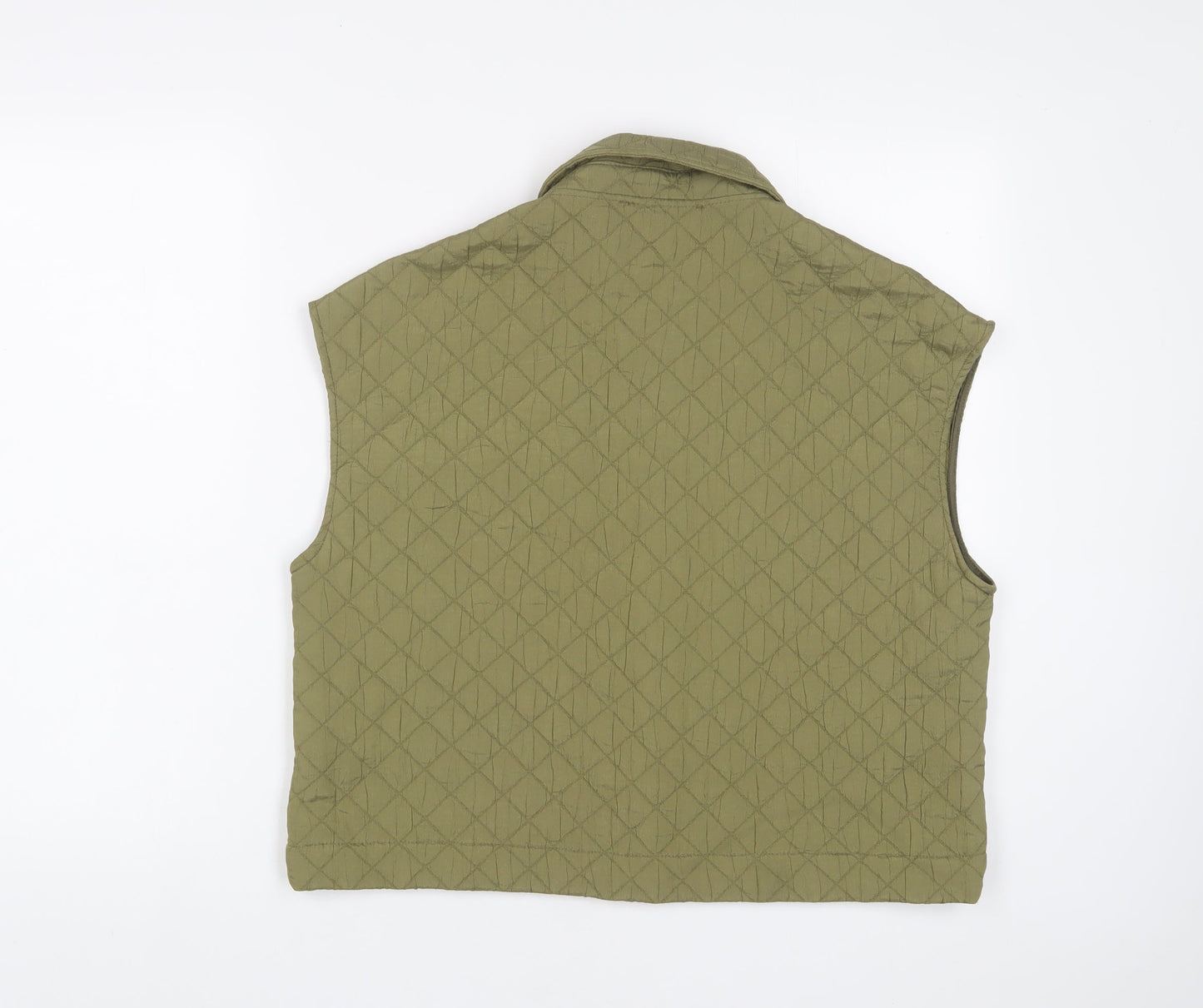 Zara Womens Green Gilet Jacket Size S Snap - Pockets