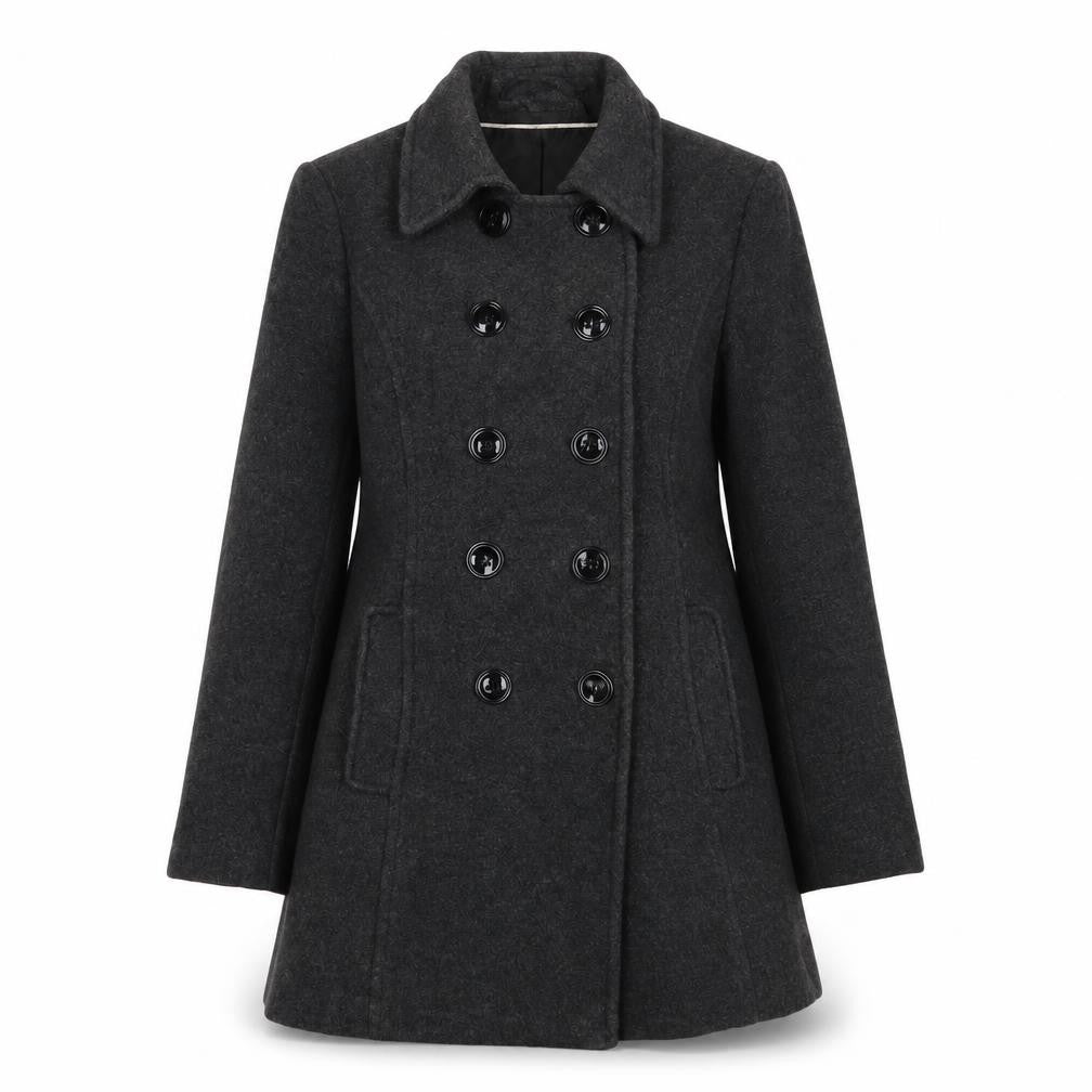 BHS Womens Grey Overcoat Coat Size 14 Button - Pockets