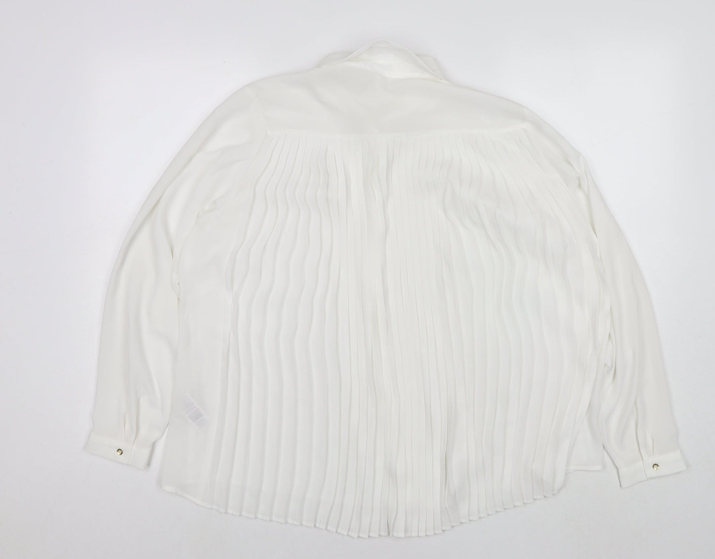 Arcadia Womens White Polyester Basic Button-Up Size 14 Collared