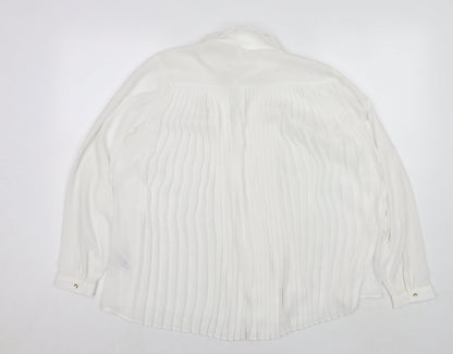 Arcadia Womens White Polyester Basic Button-Up Size 14 Collared