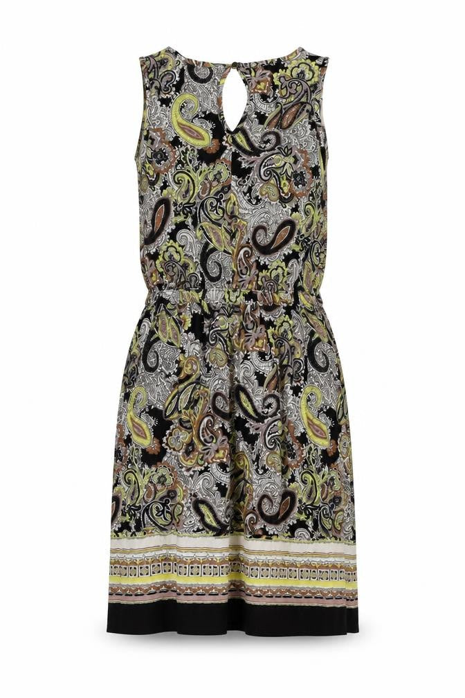 H&M Womens Multicoloured Paisley Viscose Tank Dress Size S Scoop Neck Button