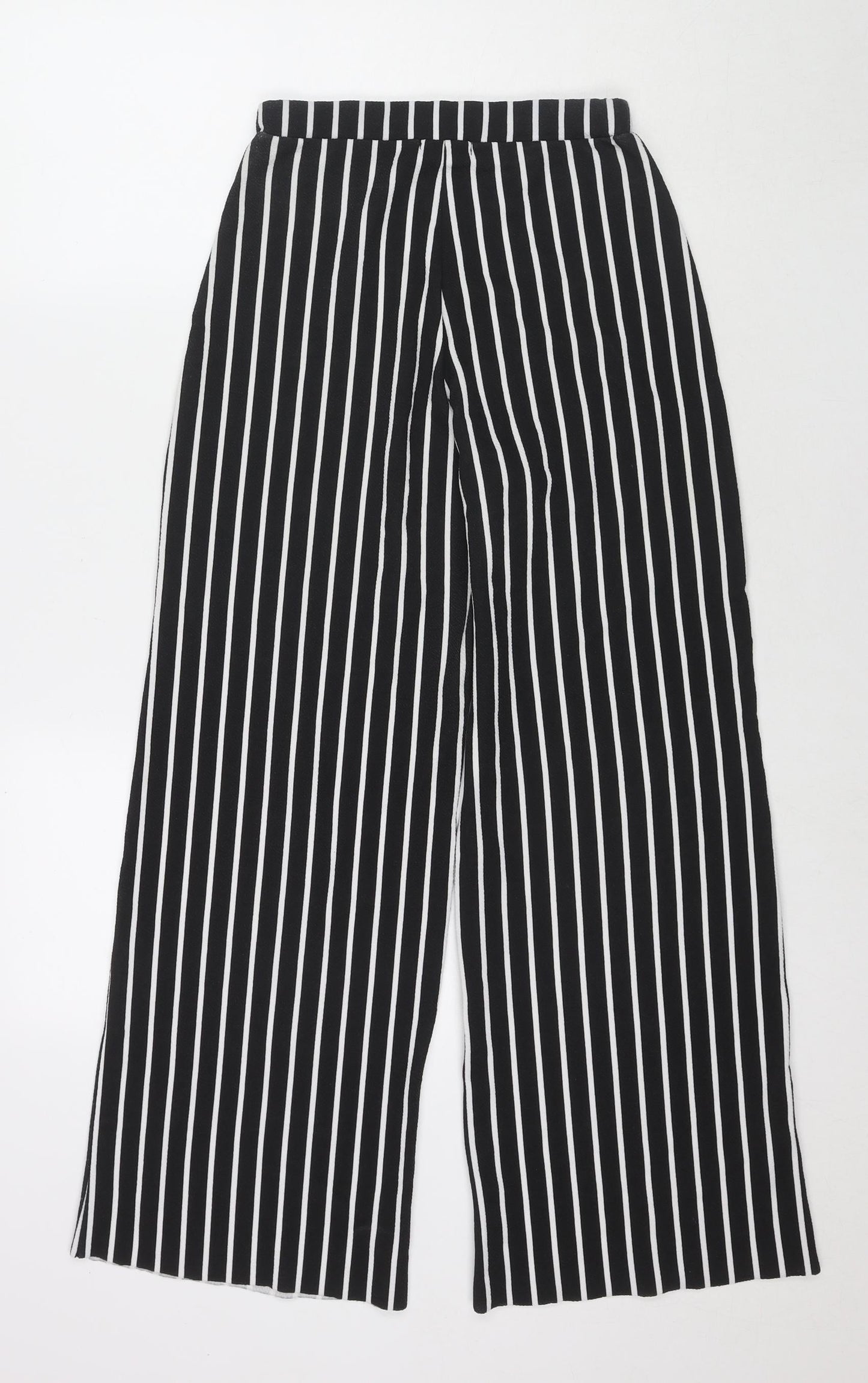 PRETTYLITTLETHING Womens Black Polyester Trousers Size 8 L27 in Regular