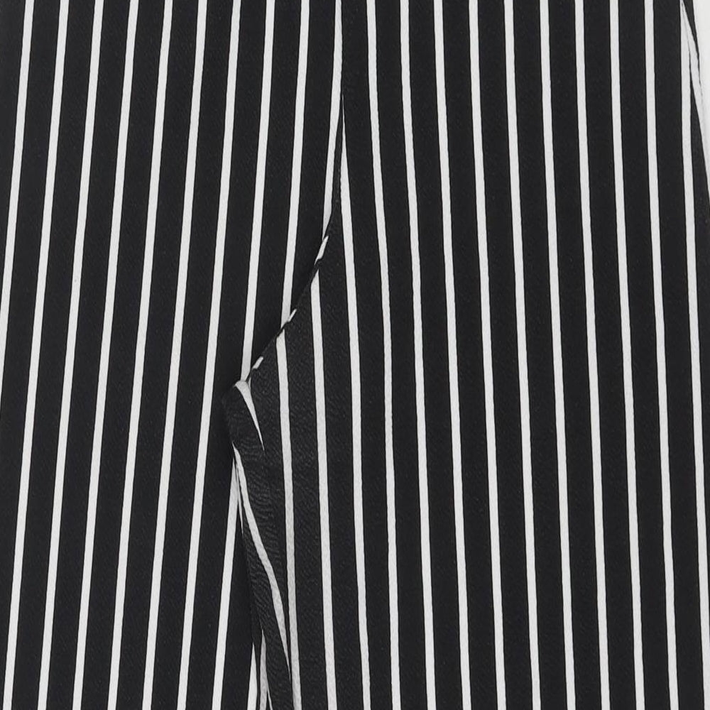 PRETTYLITTLETHING Womens Black Polyester Trousers Size 8 L27 in Regular