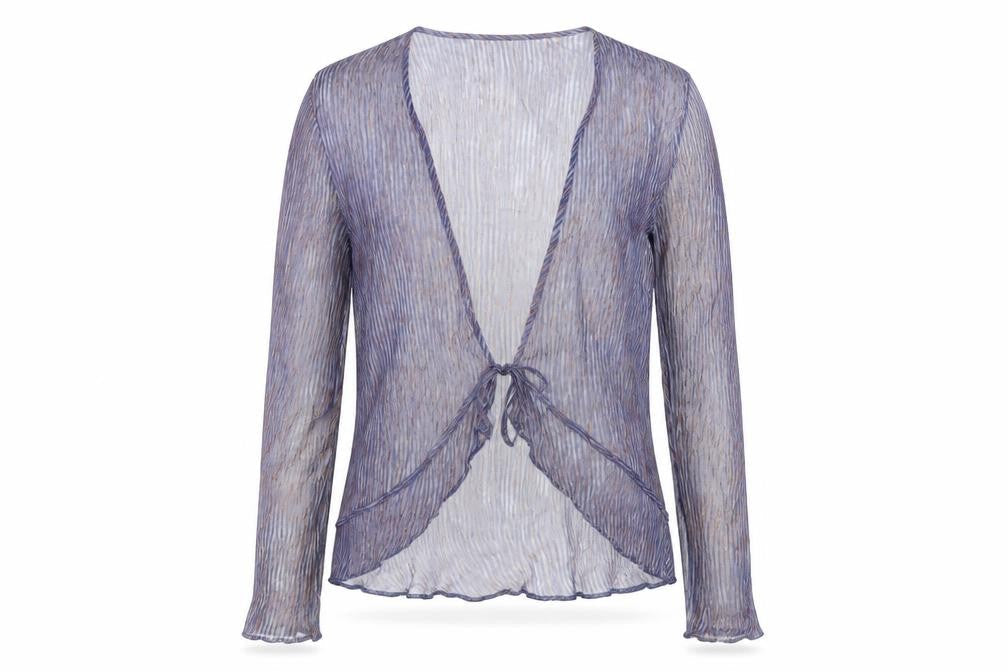 Richard Roberts Womens Grey Striped Polyester Wrap Blouse Size 12 V-Neck