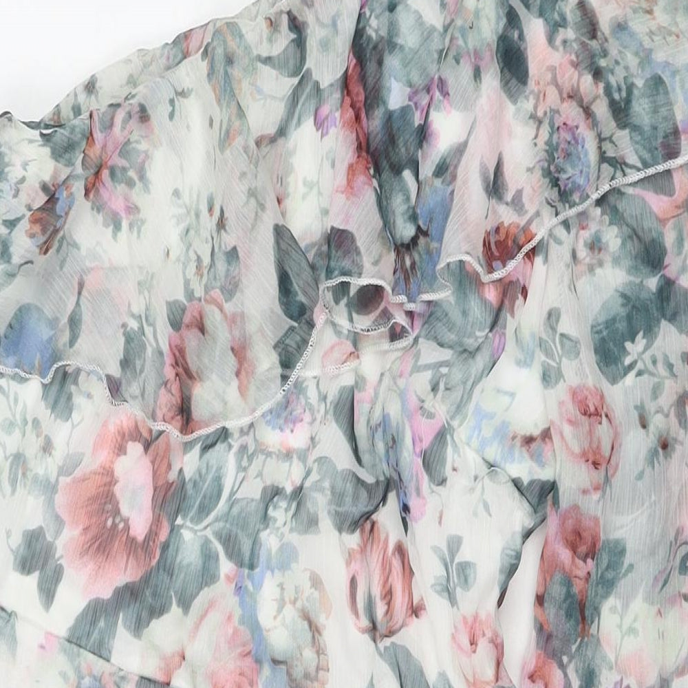 Quiz Womens Multicoloured Floral Polyester Bodycon Size 14 One Shoulder Zip