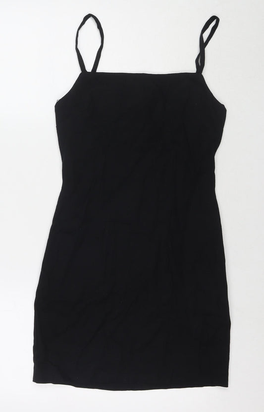 Zara Womens Black Cotton Mini Size S Square Neck Zip