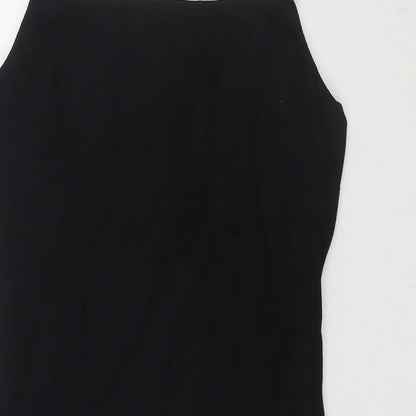 Zara Womens Black Cotton Mini Size S Square Neck Zip