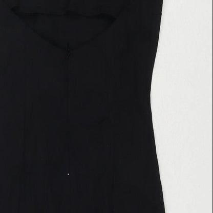 Zara Womens Black Cotton Mini Size S Square Neck Zip