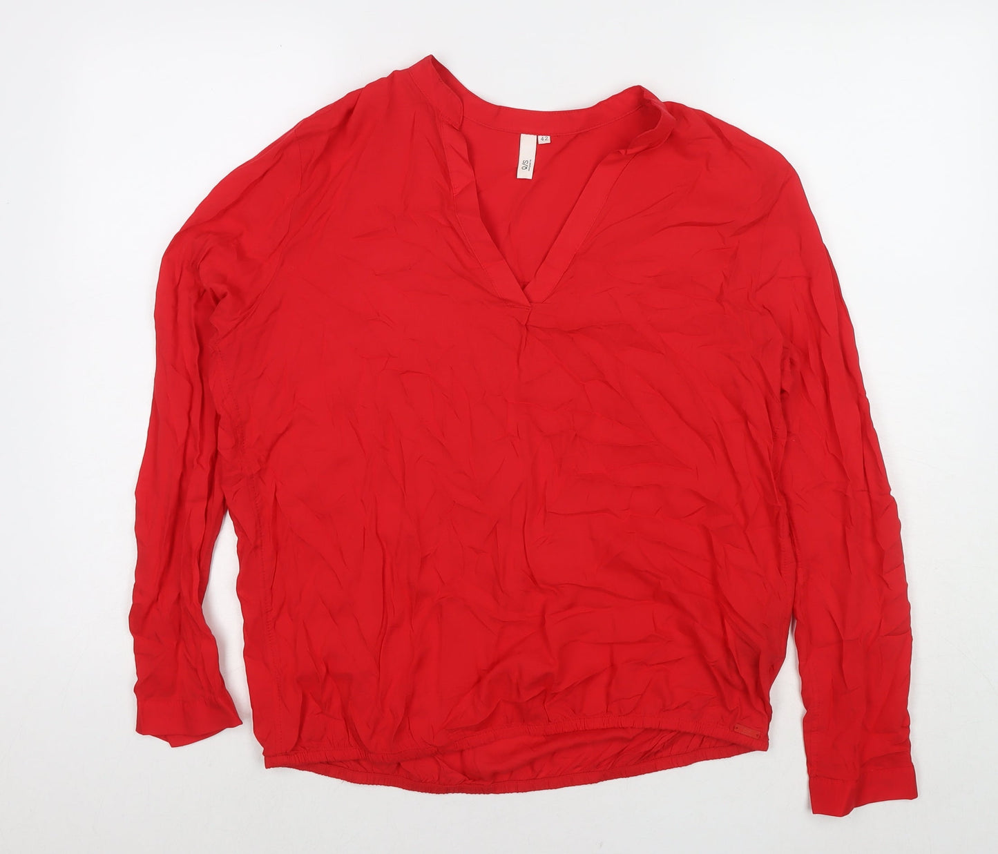 Q/S Womens Red Modal Basic Blouse Size 14 V-Neck